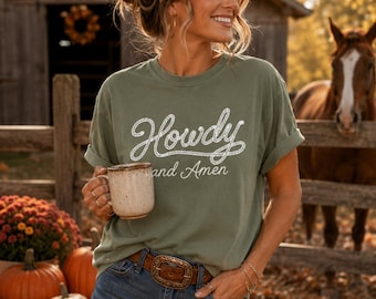 Christian Western Tshirt Faith Graphic Casual Tee Howdy Shirt Country Religious Rustic Cowgirl Style Gift for Horse Girl