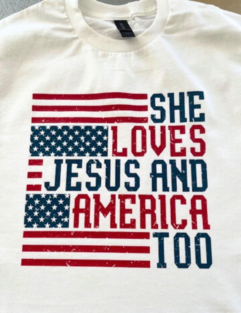 Patriotic Christian Shirt Jesus America Flag Clothing Faith Patriot Apparel Women July Fourth Outfit Church Country Tshirt Vintage Top image 11