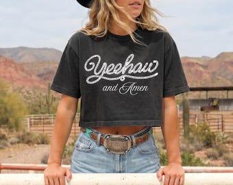 Howdy and Amen Western Shirt Yeehaw und Amen Christian Tee Comfort Colors 3023 Glaube inspiriert Cowgirl Graphic Tee
