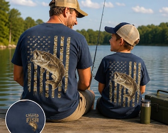 Called to Fish Shirt Fishing tee for Men Christian Fishing Tee Father Son Matching Shirts Patriotic Bass Fishing Shirt Outdoorsman Gift Tee