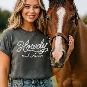 Christian Cowgirl Shirt Western Faith Graphic Tee Country Western Tshirt Casual Cotton Garment Dyed Comfort Color Rodeo Apparel Ranch Style image 11