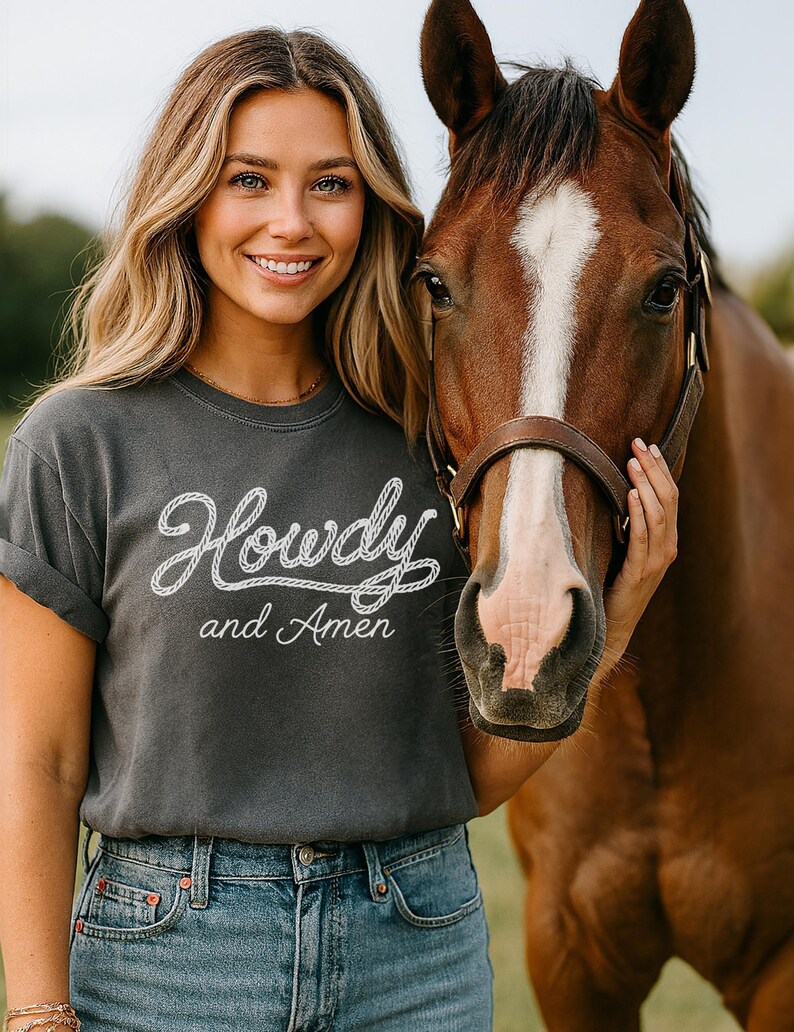 Christian Cowgirl Shirt Western Faith Graphic Tee Country Western Tshirt Casual Cotton Garment Dyed Comfort Color Rodeo Apparel Ranch Style image 11