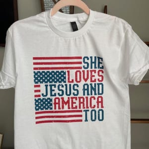 Patriotic Christian Shirt Jesus America Flag Clothing Faith Patriot Apparel Women July Fourth Outfit Church Country Tshirt Vintage Top image 18