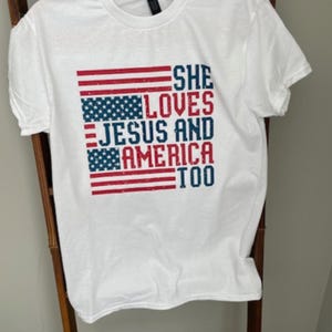 Faith Based Tshirt Patriotic Christian Apparel Women Graphic Tee American Flag Design Vintage Distressed Look Country Style Top July Fourth Celebration Wear Summer Holiday Outfit Church Event Clothing Casual Everyday Fashion Religious