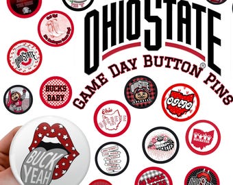 The Ohio State Buckeyes Game Day Buttons (Single / Bundle) Ohio State Bucks Tailgate Pins Columbus OH College Football Basketball OSU Outfit