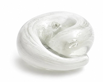 Glass White Sleeping Cat Paperweight