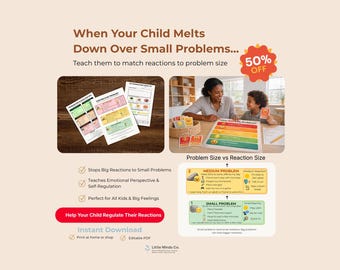 Problem Solving Poster for Kids | Emotional Regulation, Check-In Worksheet (Editable PDF)