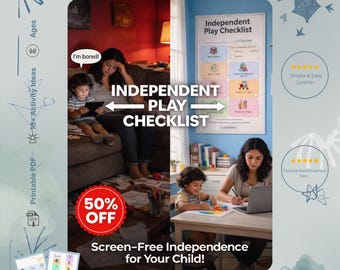 Kids Activity Checklist Printable | Boredom Buster with Screen Free Play Ideas for Toddler & Preschool Independent Play