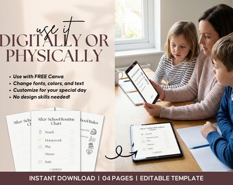 ADHD After School Routine Chart | Visual Schedule, Editable (PDF Download)