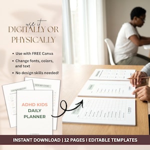 Agenda giornaliera per bambini con ADHD in formato PDF stampabile / Tabella di controllo della routine di concentrazione per bambini Strumento di ricompensa emotiva