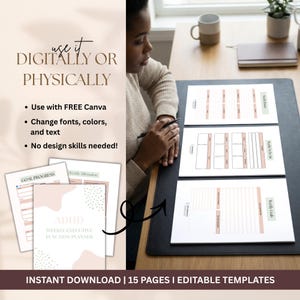 ADHD Adult Planner Printable PDF | Weekly Executive Function Habit Tracker Wellness Goals Brain Dump