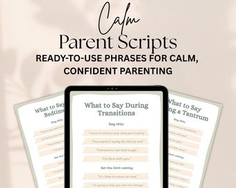 Calm Parent Script Cards | Gentle Parenting Phrases (PDF Download, Canva Template)