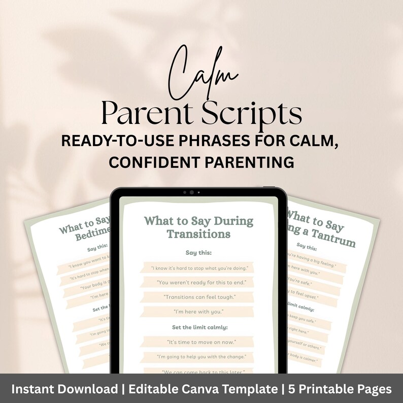 Calm Parent Script Cards | Gentle Parenting Phrases (PDF Download ...