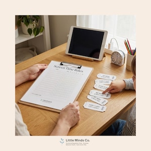 Screen Time Rules Chart | Kids Visual Schedule, ADHD Checklist (PDF Bundle)