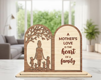 Mother's Day Laser Cut File, Layered Wood Decor, Mother's Day SVG, Mother's Day Gift for Mom, Glowforge & LightBurn Files, Digital Download