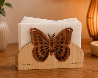 Butterfly Napkin Holder SVG, Laser Cut Napkin Stand File, Wooden Tissue Holder, Farmhouse Table Decor CNC Glowforge File, Digital Download