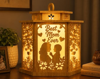 Best Mom Ever Lantern SVG, Mother’s Day Laser Cut File, Mother's Day Gift for Mom, Mother's Day Lantern SVG, Candle Holder Laser Cut File