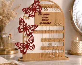 Butterfly Jewelry Organizer SVG, Earring Holder Laser Cut File, Necklace Display Stand, Jewelry Holder SVG, Glowforge File, Digital Download