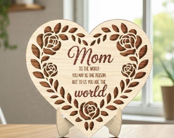 Floral Mom Heart Laser Cut File, Mother's Day SVG, Mother's Day Gift for Mom, Mother’s Day Laser Cut File, Mom Gift Sign, (Digital Download)