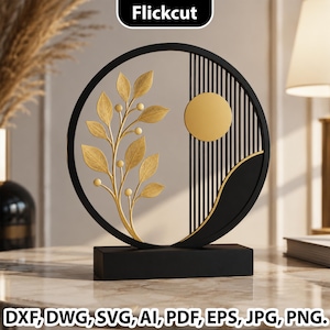 artistic luxury decor, trendy botanical artwork, layered decorative sign, floral geometric decor, modern artistic svg, decorative home styling, wooden abstract artwork, premium laser template, contemporary floral artwork, elegant modern styling, stylish room decor svg, laser cut decorative template, artistic tabletop styling, trendy geometric decor, luxury shelf styling, botanical decorative art, modern decorative sign svg