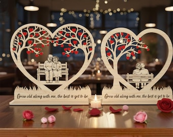 Romantic Couple Heart Tree Laser Cut Sign Valentine's day gift Romantic Laser Cut File Personalized Couple Gift Anniversary Home Decor SVG