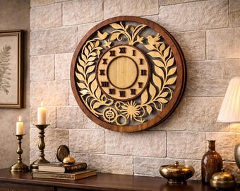 Layered Floral Wood Clock SVG Laser Cut, wall clock dxf template Wall clock laser cut, Glowforge Cricut CNC Vector Files (Digital Download)