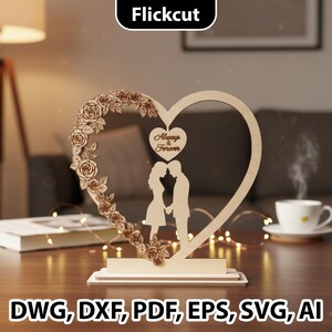 Always And Forever Couple Frame Laser Cut file, Anniversary Gift Decor, forever love gift, always and forever, couple gift idea, love story decor, romantic home decor, wedding gift decor, 3D Personalized Couple Valentine Heart frame laser cut file, Love Tree Shelf Sitter Laser SVG, Romantic Table Decor, Glowforge svg files, anniversary gift svg, glowforge cut file, glowforge svg files, laser 3d anniversary, laser cut files, laser file couple, love couple gift, valentine wood craft, SVG template