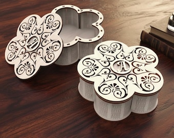 Floral Gift Box Laser Cut SVG, Personalized Flower Design, Decorative wooden gift box laser cut svg, Mother’s Day Gift Box, Digital Download