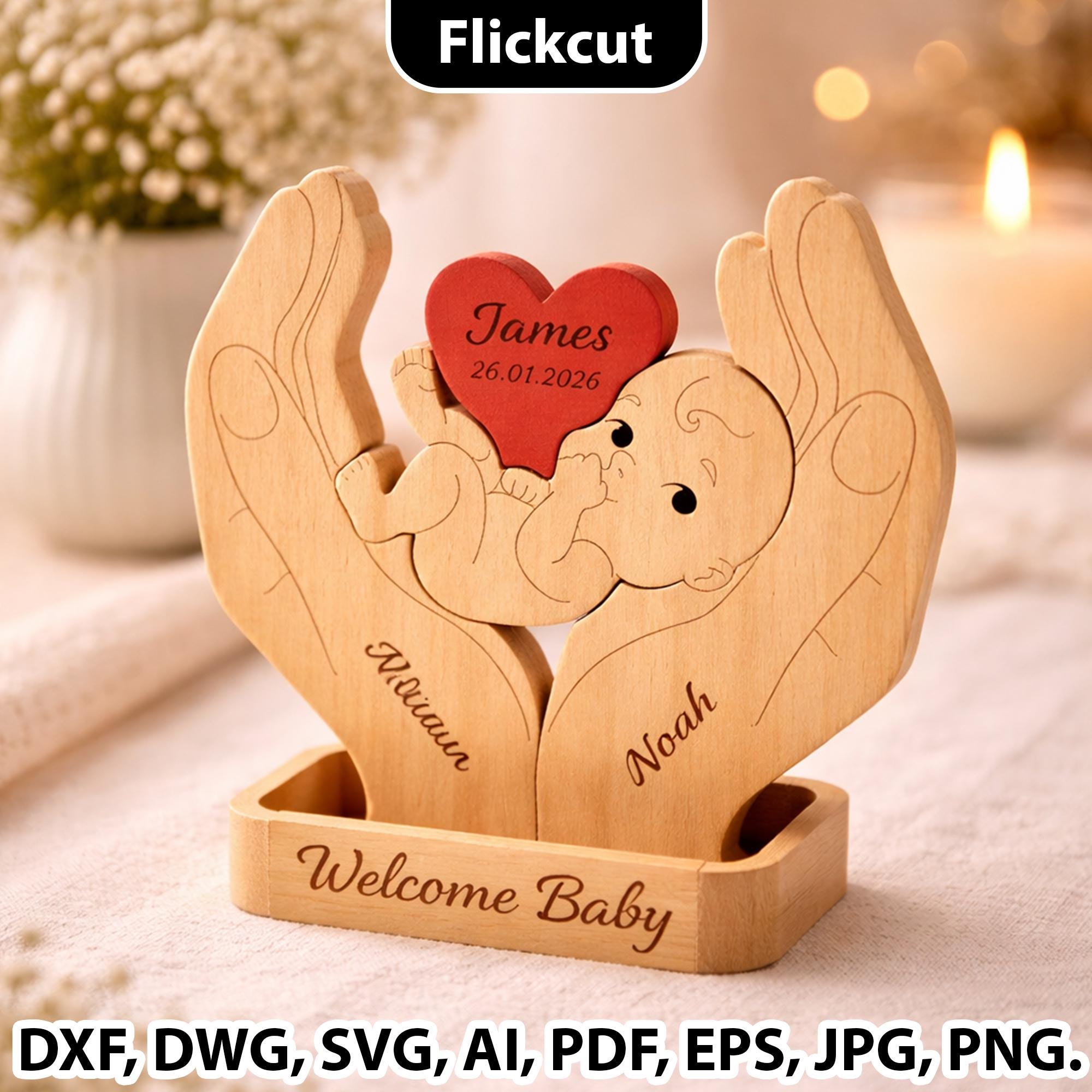 Personalized Baby Announcement SVG, Newborn Name Sign Laser Cut File ...