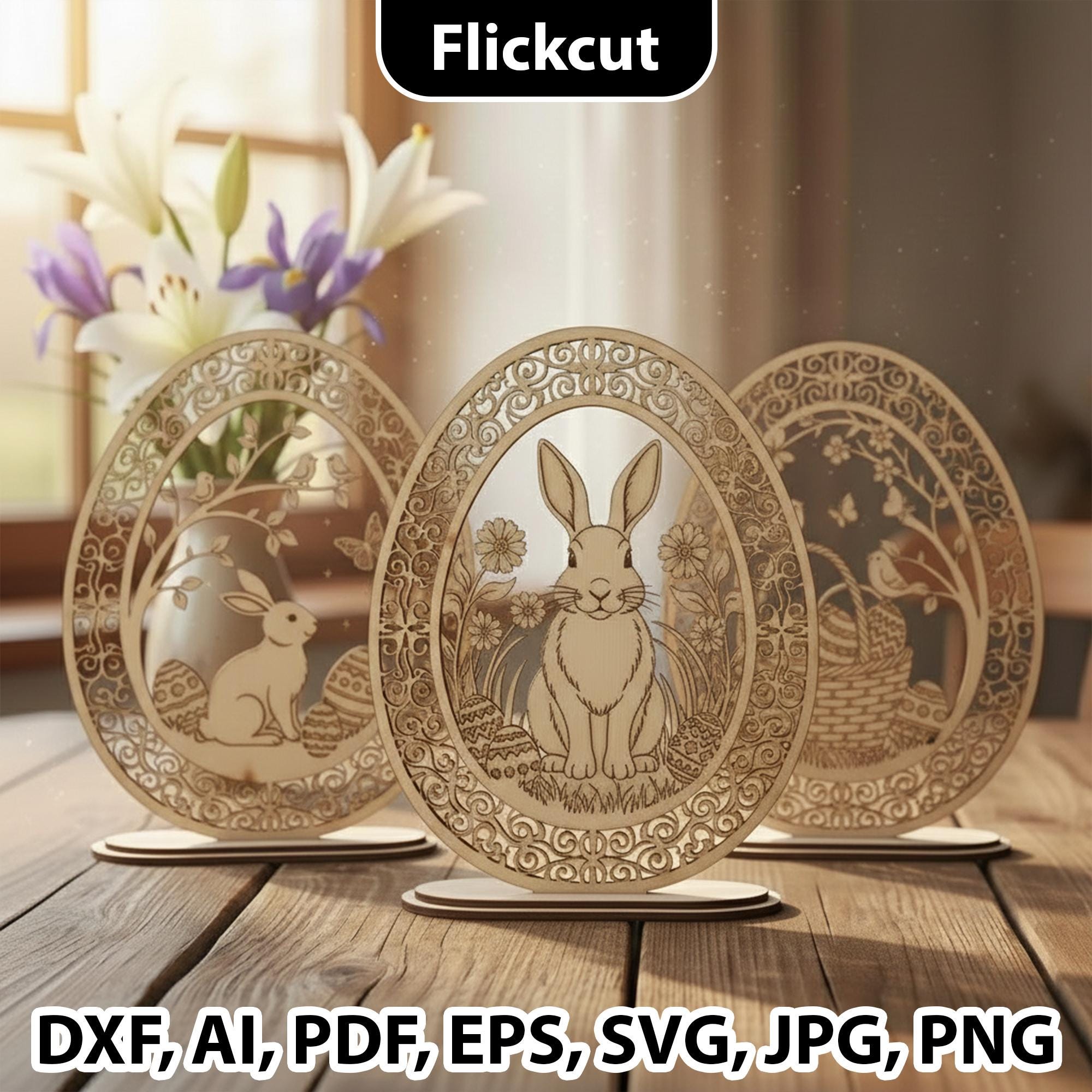 Easter Bunny Laser Cut File SVG Bundle, Easter Shelf Sitter Laser ...