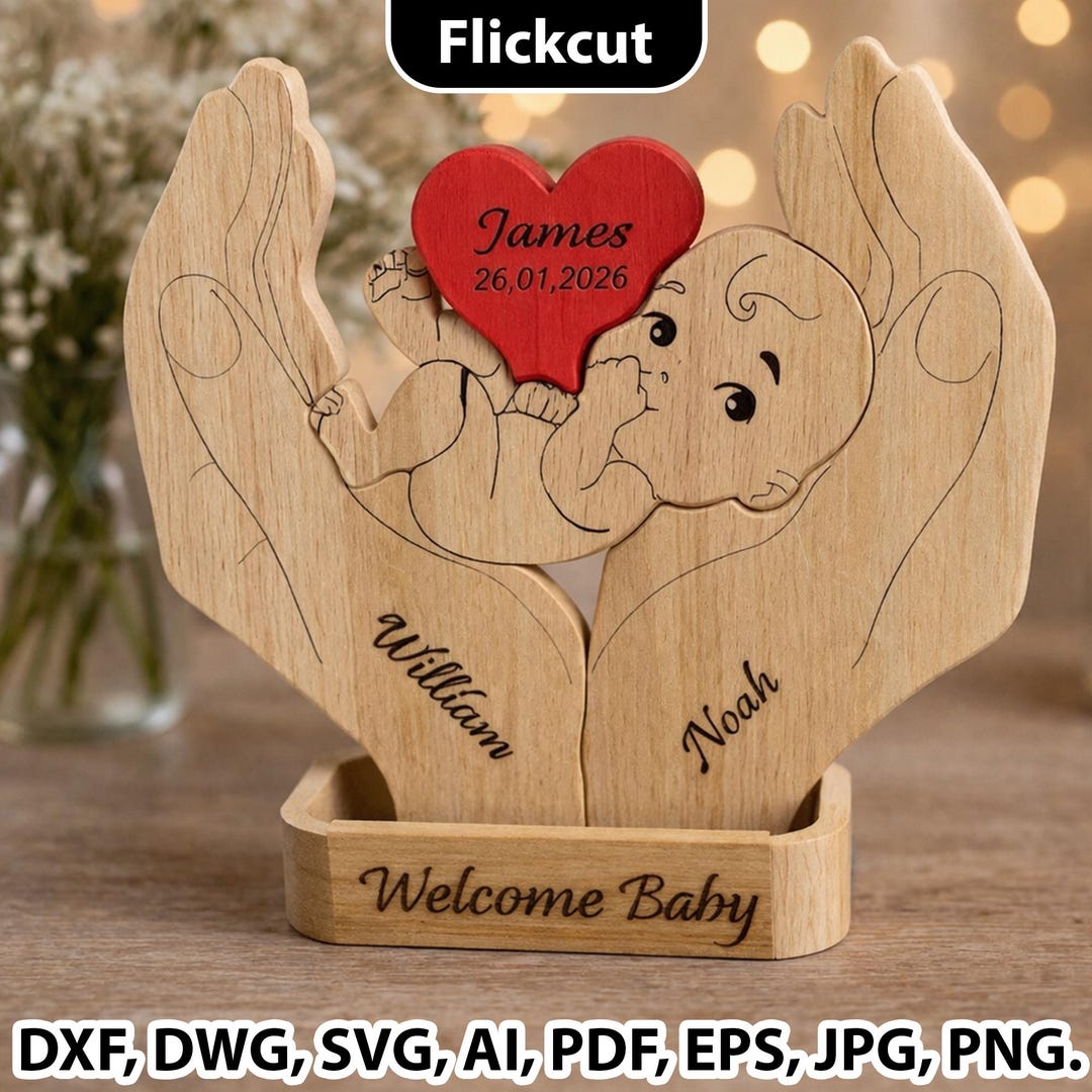 Personalized Baby Announcement SVG, Newborn Name Sign Laser Cut File ...