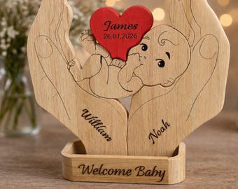 Personalized Baby Announcement SVG, Newborn Name Sign Laser Cut File, Newborn Gift, Baby Shower Gift, Nursery Decor Wooden Sign, xtool file