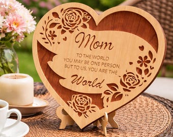 Floral Mom Heart Laser Cut File, Mother's Day SVG, Mother's Day Gift for Mom, Mother’s Day Laser Cut File, Mom Gift Sign, (Digital Download)