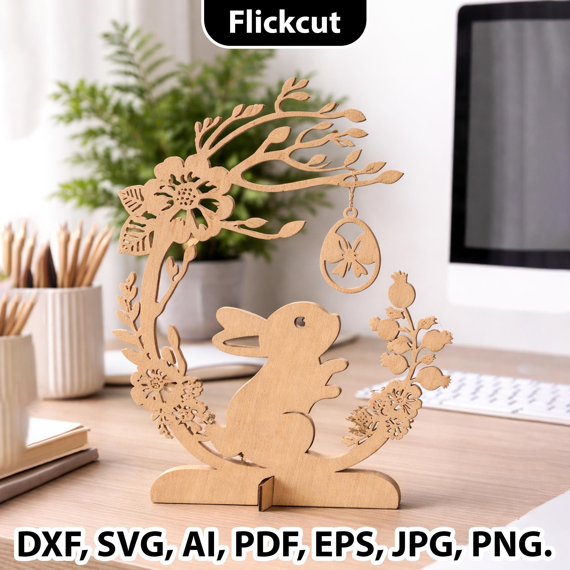 Easter Bunny Laser Cut File SVG, Easter Decoration Laser File, Standing ...