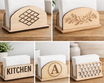 Laser Cut Napkin Holder SVG Bundle, wooden napkin holder, kitchen decor svg, Napkin Dispenser Tissue Box Digital Template, Home Decor Design