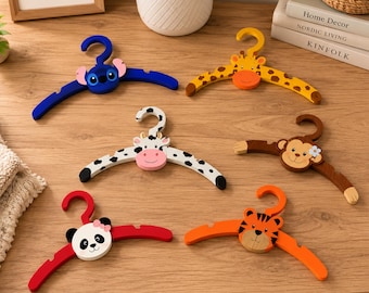 Animal Kids Clothes Hanger SVG Bundle, Cute Nursery Wooden Hanger, Baby Hanger Laser Cut Files, wooden kids hanger laser cut, Nursery Decor