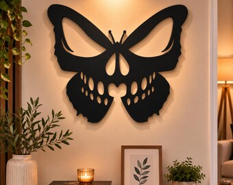 Butterfly Skull Laser Cut SVG, Gothic Butterfly Wall Art, Halloween Butterfly Decor, Halloween Decor Svg, Ghosts Laser Cut Files, Glowforge