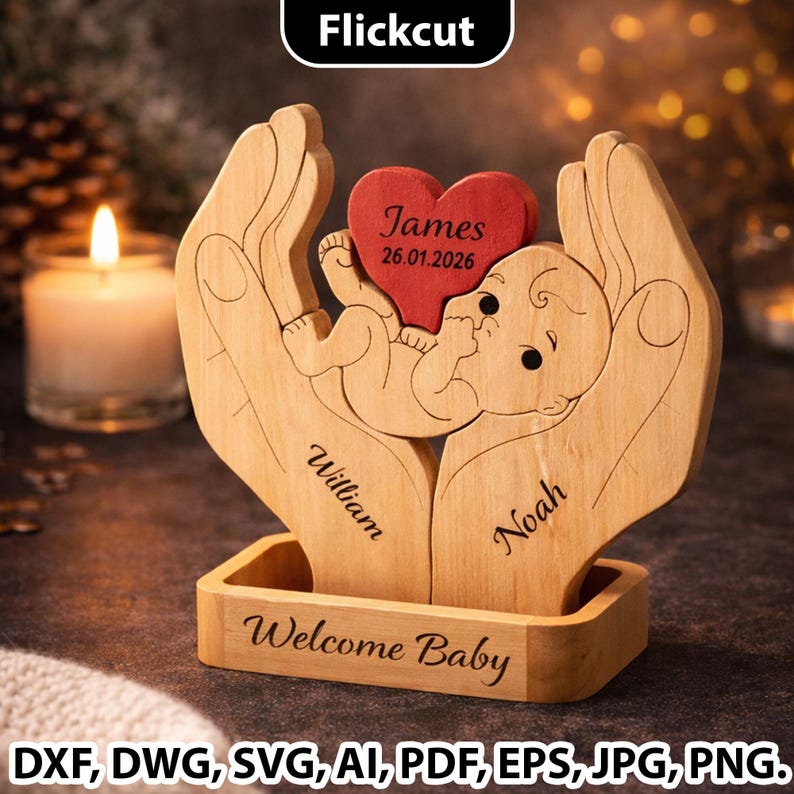 Personalized Baby Announcement SVG, Newborn Name Sign Laser Cut File ...