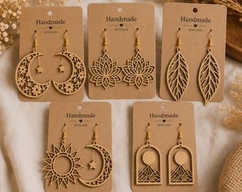 Boho Earring SVG Bundle, Laser Cut Earrings SVG File, Boho Wooden Earring Templates, Mandala Earrings SVG, Jewelry Designs, Digital Download