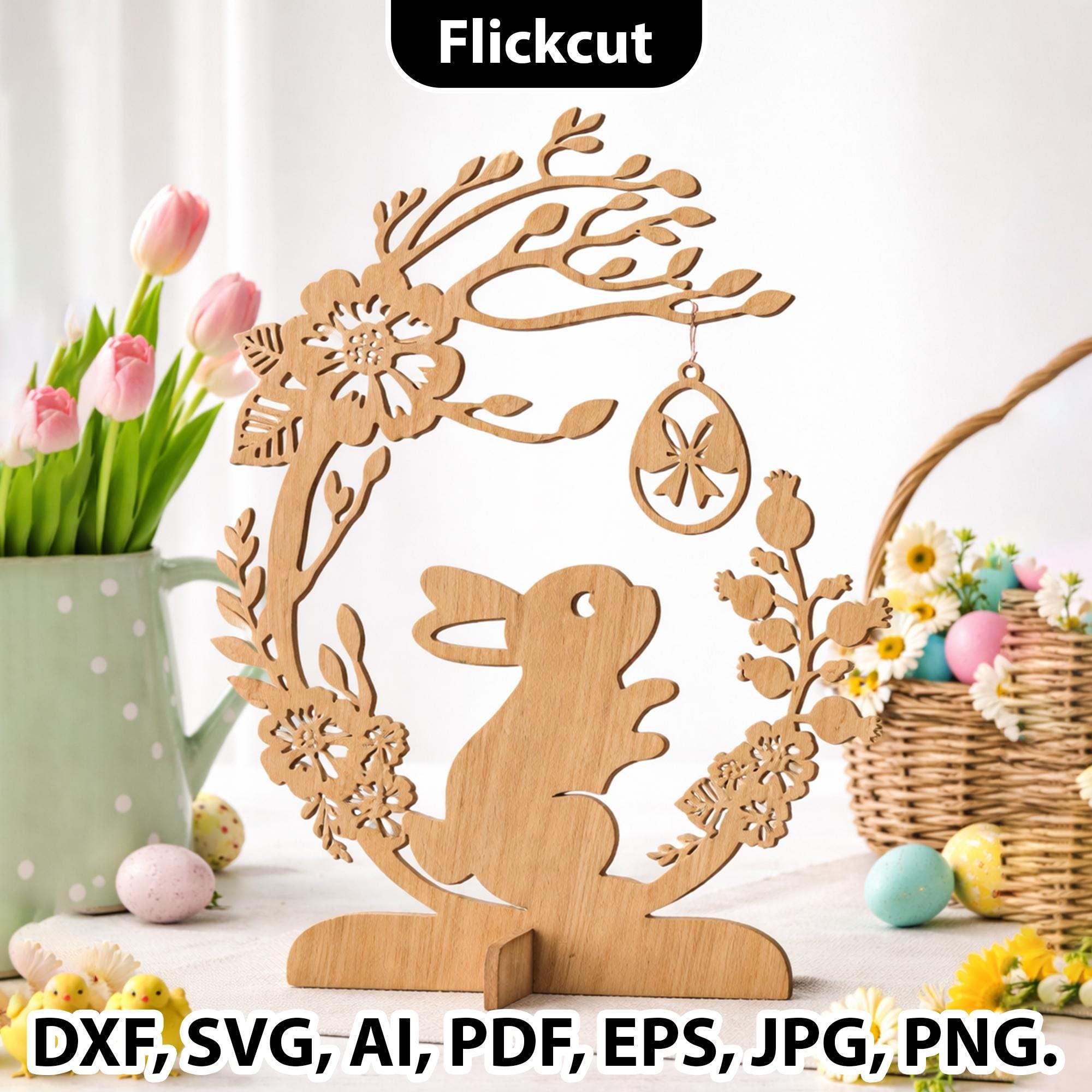 Easter Bunny Laser Cut File SVG, Easter Decoration Laser File, Standing ...