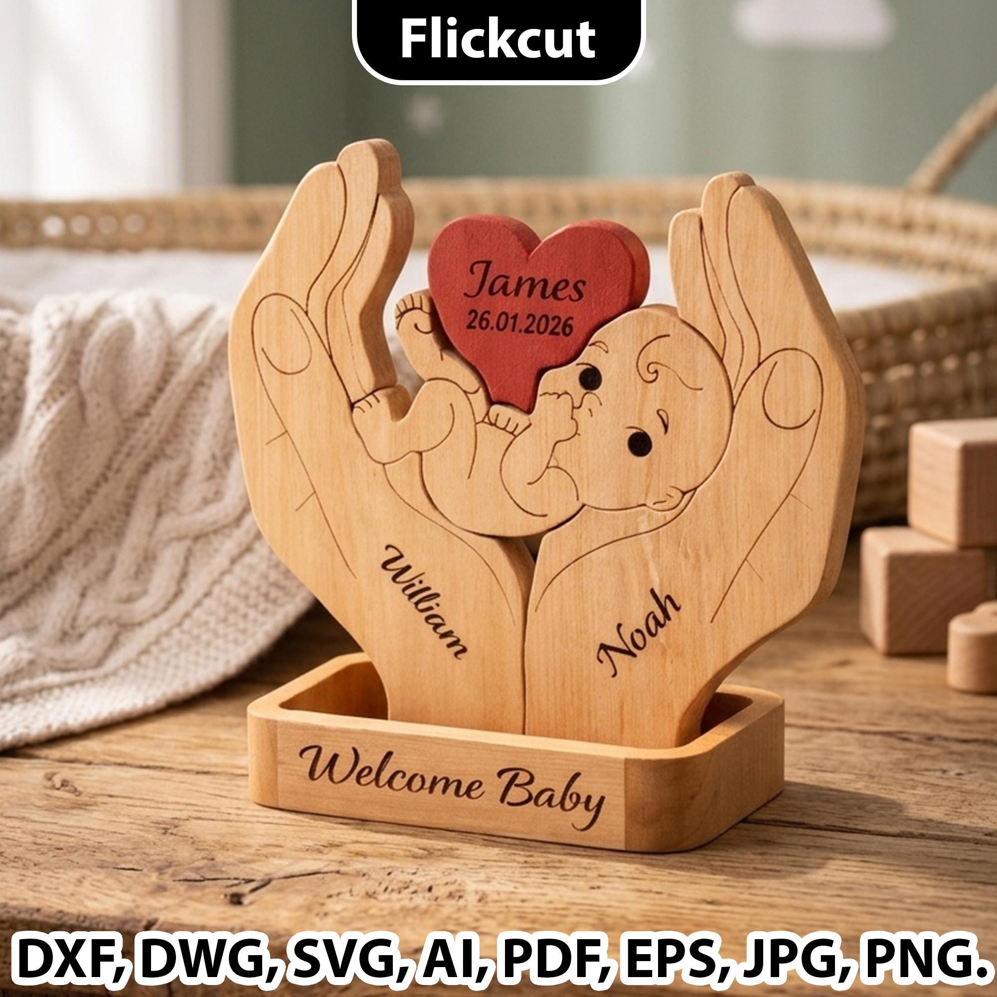 Personalized Baby Announcement SVG, Newborn Name Sign Laser Cut File ...
