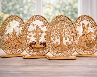 Easter Bunny Laser Cut File SVG Bundle, Standing Easter Bunny SVG Laser Cut File, Engraved Laset cut, Easter bunny wooden table decor svg
