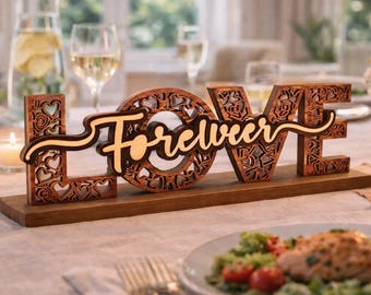 Layered LOVE Forever Wooden Sign Laser Cut File, Romantic Home Décor (Digital Download)