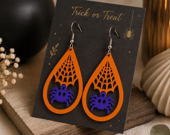 Halloween Spider Web Earrings SVG, Cute Halloween Earrings SVG, Halloween Dangle SVG, Laser Cut Dangle Designs for Women, Digital Download