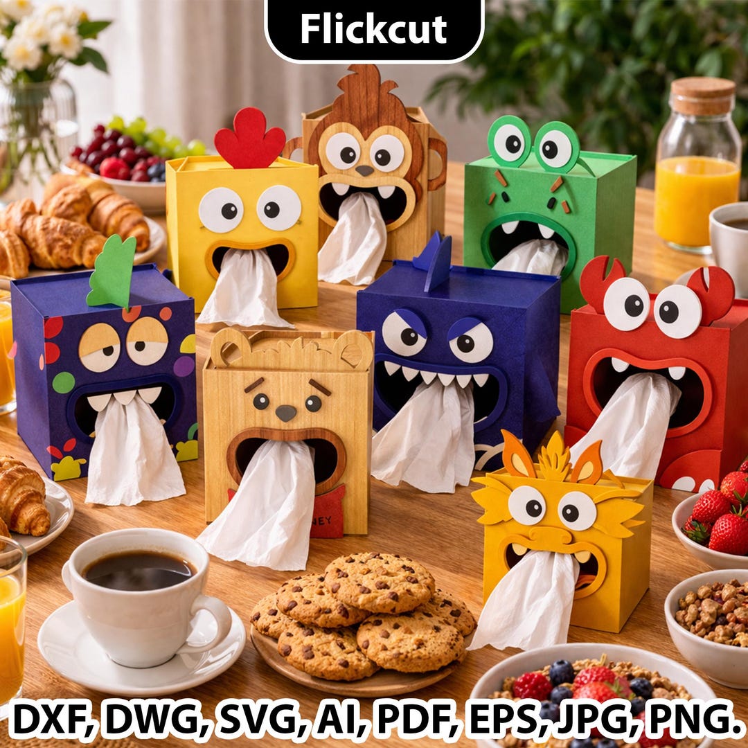 Funny Monster Tissue Box SVG Bundle, Kids Tissue Holder, 3d Funny ...