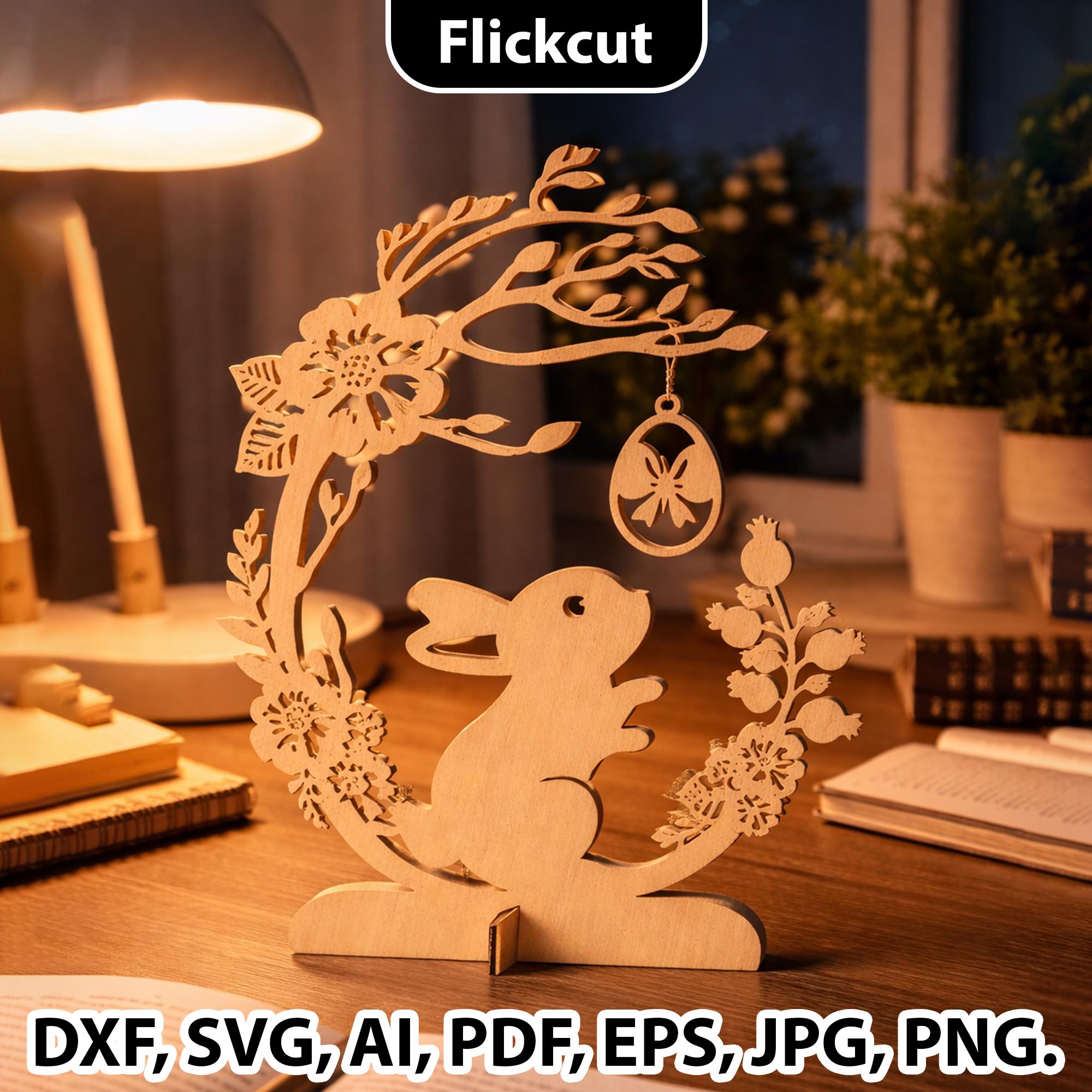 Easter Bunny Laser Cut File SVG, Easter Decoration Laser File, Standing ...