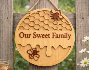 Our Sweet Family Honeycomb Bee laser cut file (svg, dxf, ai, eps, pdf, jpg)