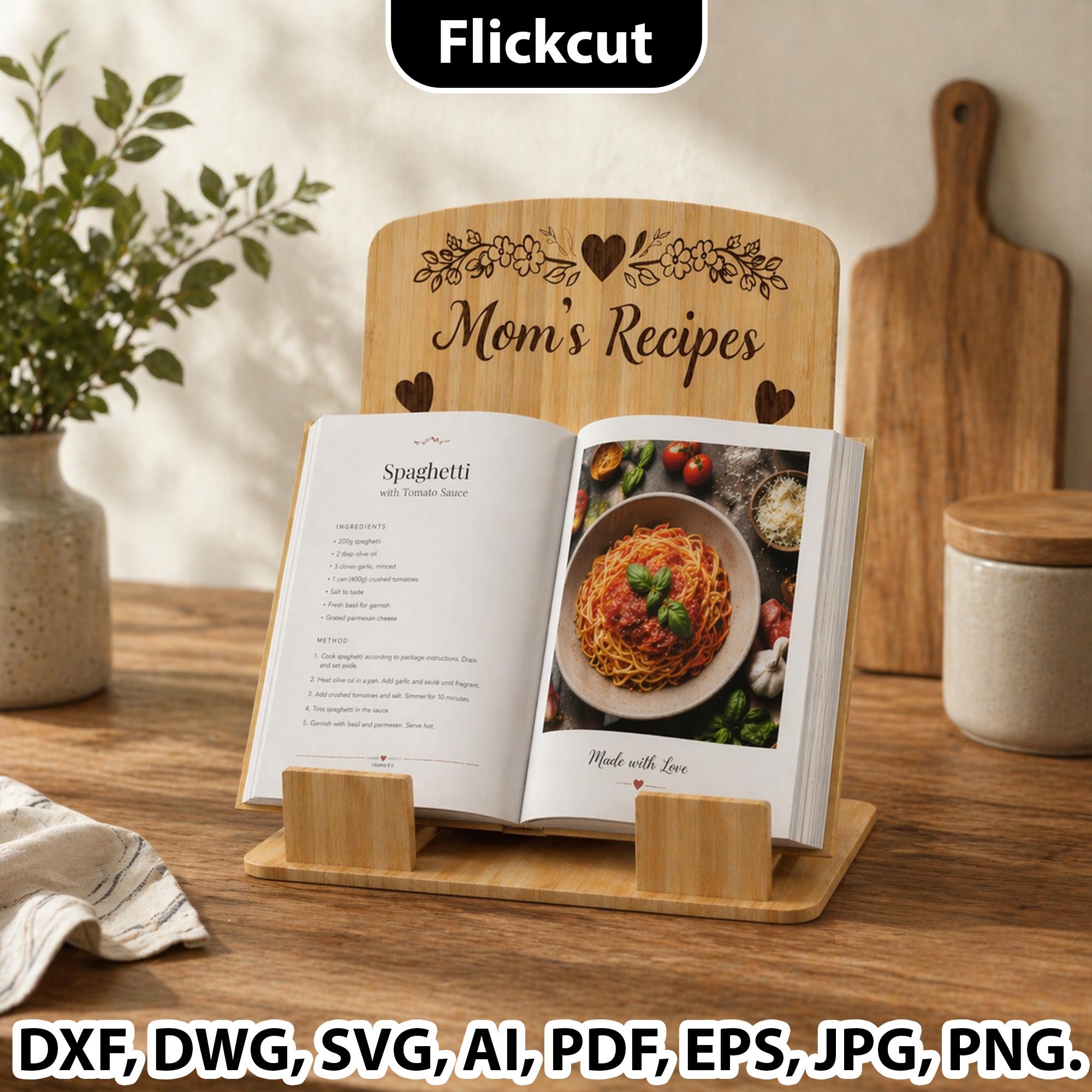 Cookbook Window Display Personalized Recipe Book Holder SVG, Wooden Cookbook Display Stand ...
