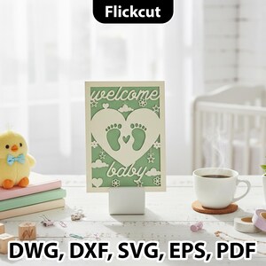new baby svg cut file, welcome baby card template, baby shower svg design, newborn greeting card file, baby footprint heart svg, layered baby card svg, laser cut baby card file, glowforge baby svg design, cricut baby shower card, silhouette newborn template, eps baby card artwork, dxf laser baby design, pdf baby greeting card, baby nursery decor svg, baby announcement craft file, handmade baby card template, laser ready baby svg, baby keepsake cut file, 3d layered baby design baby love heart svg