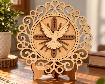 Holy Spirit Dove Laser Cut File, Christian Cross SVG, Religious Wooden Sign, Christian Home Decor, Church Gift, Religious Laser Cut File SVG
